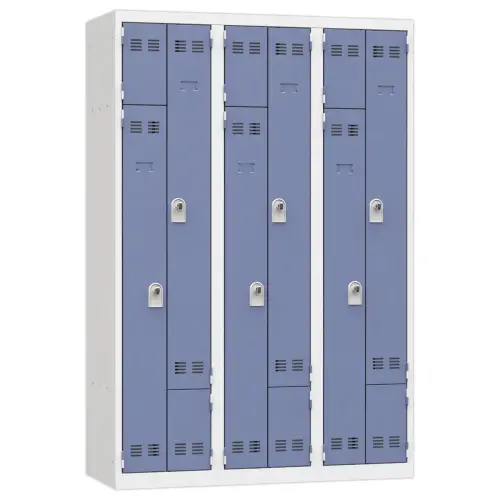 Vestiaire  gain de place porte en L 3 colonnes - 6 utilisateurs - Bleu 
