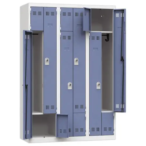 Vestiaire  gain de place porte en L 3 colonnes - 6 utilisateurs - Bleu 