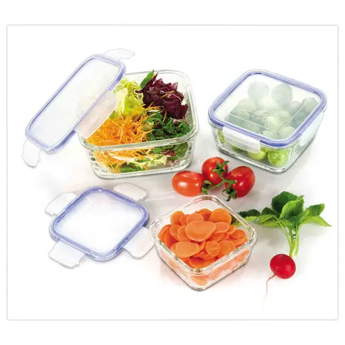 Boite en verre carrée avec couvercle plastique SUPERBLOCK 0,8 L