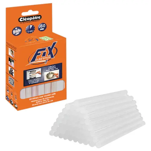 Colle bâton transparente Ø7 mm Cléopâtre pour pistolet - lot de 60