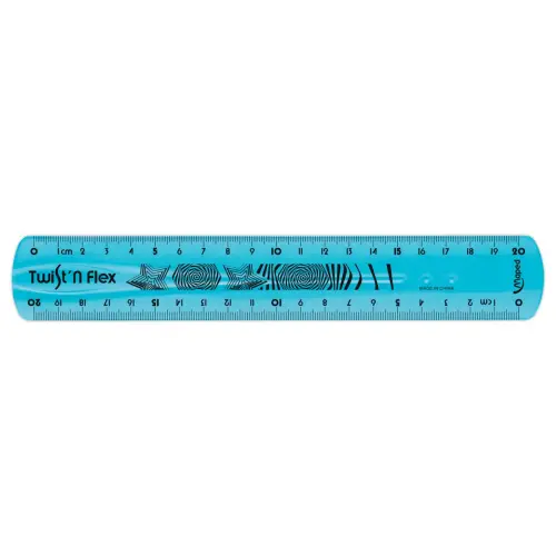 Règle de bureau double plate en plastique souple et résistant - 20 cm