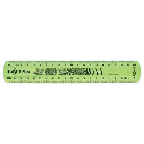 Règle de bureau double plate en plastique souple et résistant - 20 cm