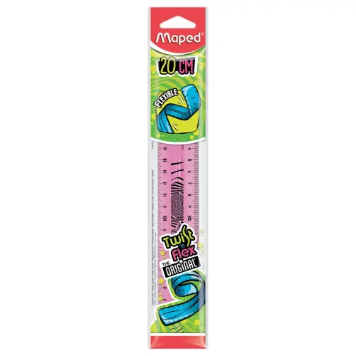 Règle de bureau double plate en plastique souple et résistant - 20 cm