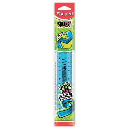 Règle de bureau double plate en plastique souple et résistant - 20 cm