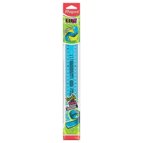 R&egrave;gle de bureau double plate en plastique souple et r&eacute;sistant - 30 cm 