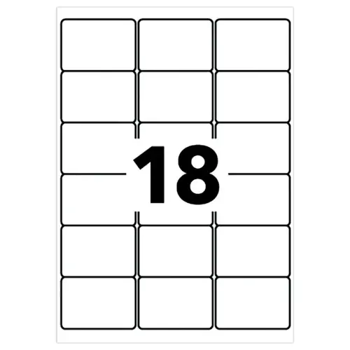 100 planches de 18 étiquettes laser AVERY 63,5x46,6mm soit 1800 étiq/boîte