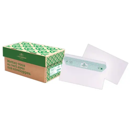 200 Enveloppes DL blanches recyclées - 80g bande de protection - GPV