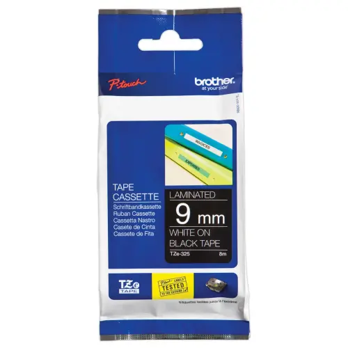 Ruban pour titreuse BROTHER TZE 325 9mm noir impression blanc