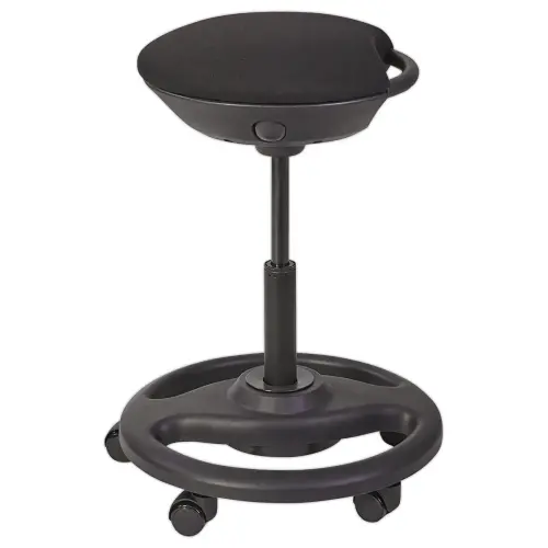 Tabouret ergonomique &agrave; bascule noir avec roulettes 