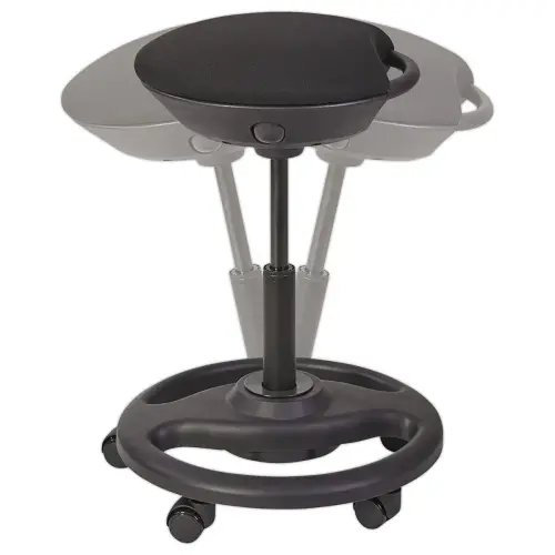 Tabouret ergonomique &agrave; bascule noir avec roulettes 