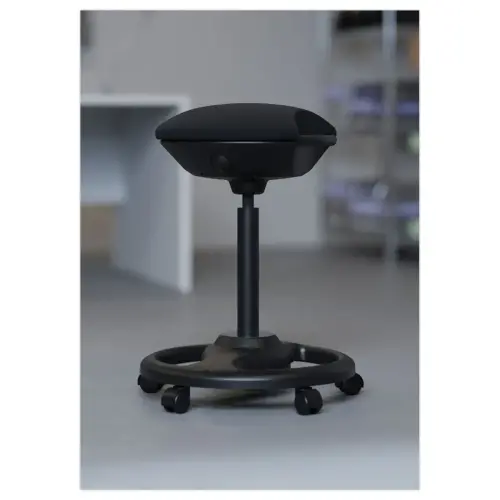 Tabouret ergonomique &agrave; bascule noir avec roulettes 