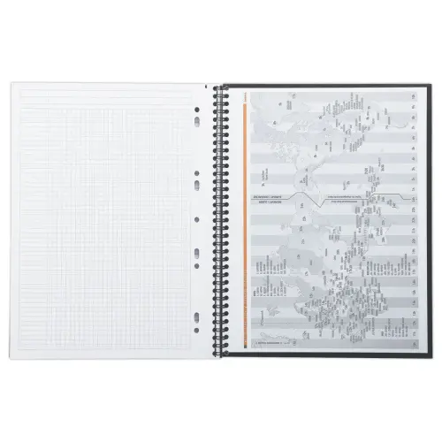 Cahier couverture carton 160 pages A4+5x5. Noir 