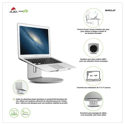 Support rotatif et ergonomique pour ordinateur portable 