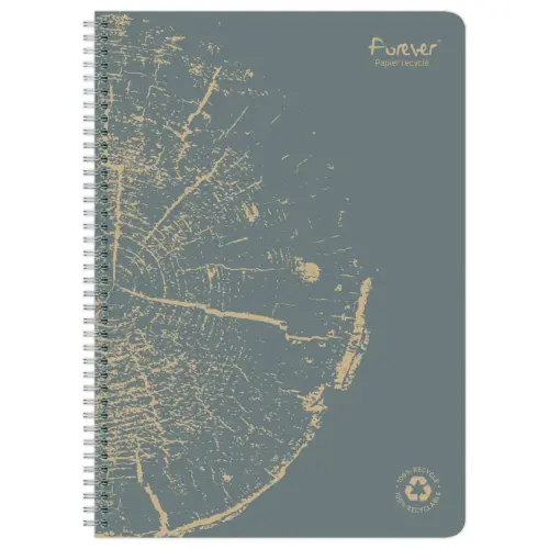 Cahier recycl&eacute; &agrave; spirales pages A4 lign&eacute;. 