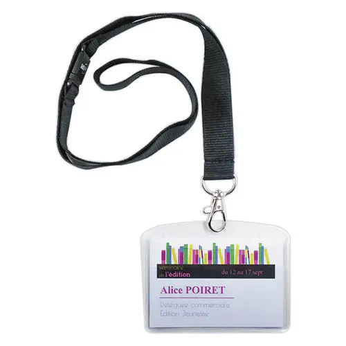 10 Porte-noms avec lacets textile noirs 9x 6 cm