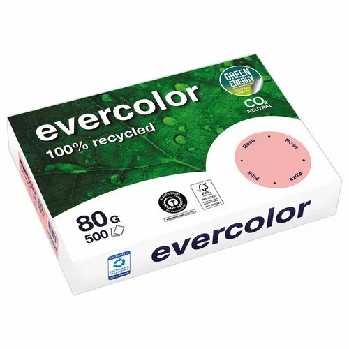 Ramette de 500 feuilles de papier recycl&eacute; EVERCOLOR A4 80g 