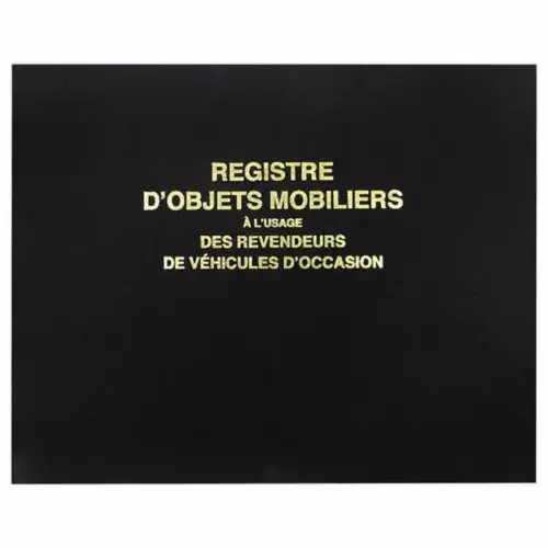 Registre d'objets mobiliers garagistes/v&eacute;hicules d'occasion 100 pages 