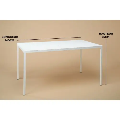 Table rectangulaire 140x90 cm MAHAUT décore FLOREAL recyclée