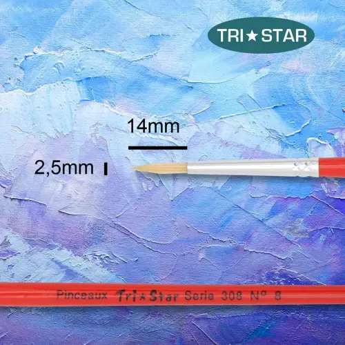 Brosse ronde n°8 - OZ - en soie - peinture acrylique et à l'huile