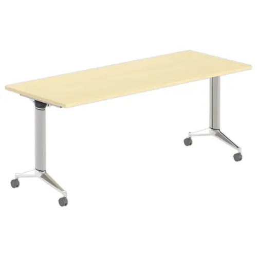 Table rectangulaire rabattable avec roulettes - 180 x 70 cm - Hêtre et alu
