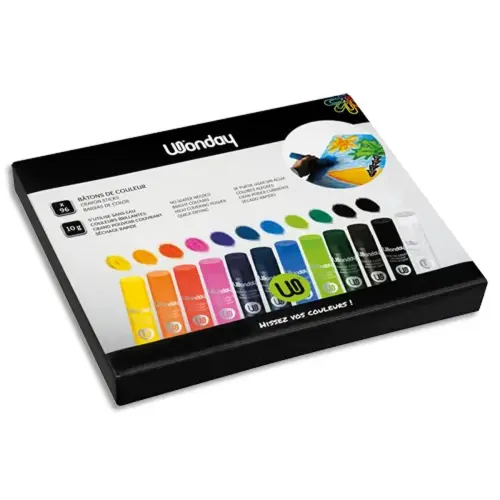 Bâton de gouache WONDAY - 10g - coloris assortis - lot de 96