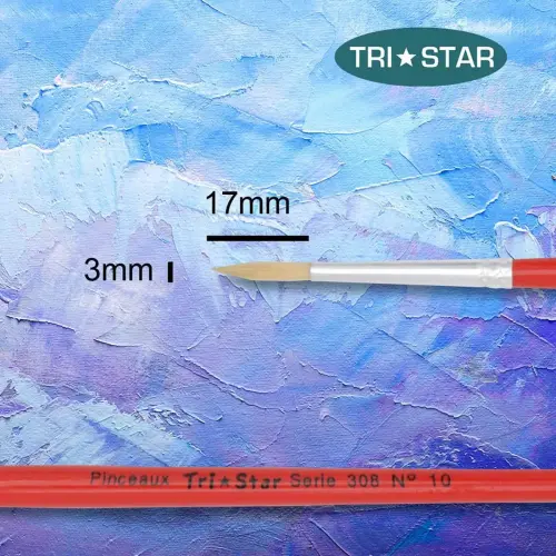 Brosse ronde n°10 - OZ - en soie - peinture acrylique et à l'huile
