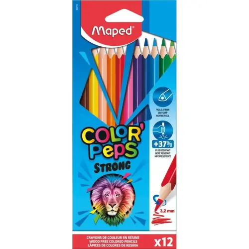 Crayon de couleur MAPED COLOR PEPS - mine 3,2mm - coloris assortis - lot de 12 