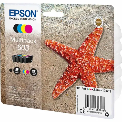 4 CARTOUCHES EPSON 603 N.C.J.M MULTIPACK