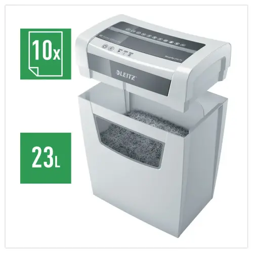 Destructeur de documents IQ Home Office P4 - Coupe croisée - 10 feuilles - 23L - LEITZ