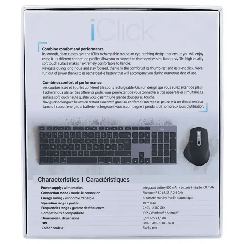 Souris sans fil semi-ergonomique dual connect 