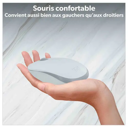 Kit clavier et souris sans fil Classy - 13 raccourcis multim&eacute;dias - R&eacute;cepteur USB unique - Blanc - T'nB 