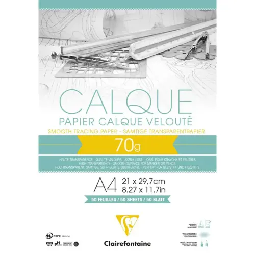 Bloc de 50 feuilles calques A4 - CLAIREFONTAINE - 70g