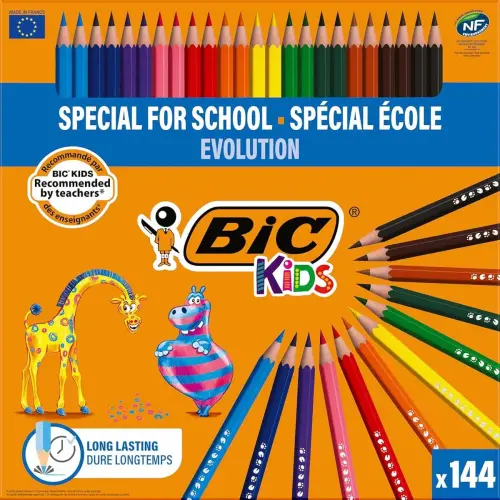 Crayon de couleur - BIC EVOLUTION KIDS - coloris assortis - lot de 144