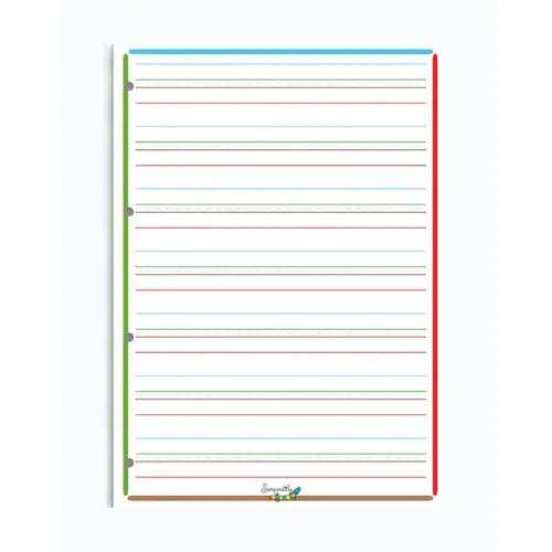 Feuille mobile A4 double perforée CONQUERANT - lignée - 4 couleurs (spécial DYS) - lot de 100
