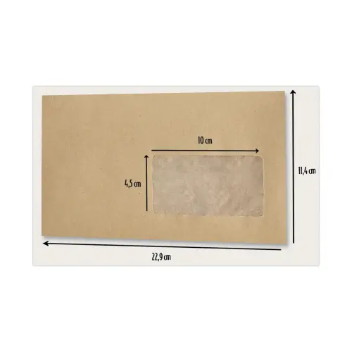 1000 Enveloppes MSP papier kraft 85g 114x229mm Fenêtre 45x100mm