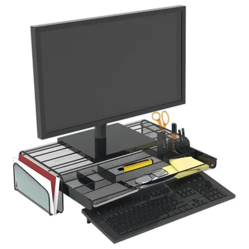 Support écran & organisateur de bureau à compartiments