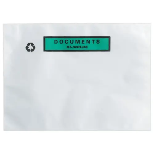 500 Pochettes adh&eacute;sives Kraft "Documents ci-inclus" format 330x262mm 