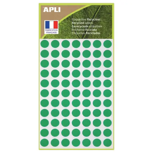 462 pastilles de signalisation rondes,&Oslash; 8 mm, vert, 100% recycl&eacute; 