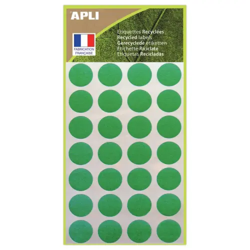 168 pastilles de signalisation rondes,Ø 15 mm, vert, 100% recyclé