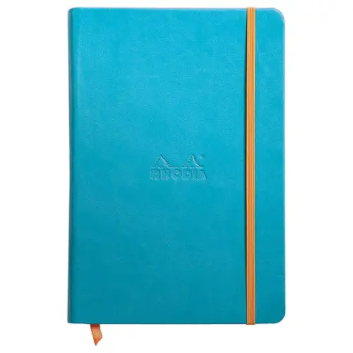 Carnet broché RhodiaramaA5 192 pages,ligné,couverture rigide turquoise