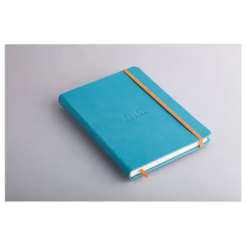 Carnet broché RhodiaramaA5 192 pages,ligné,couverture rigide turquoise
