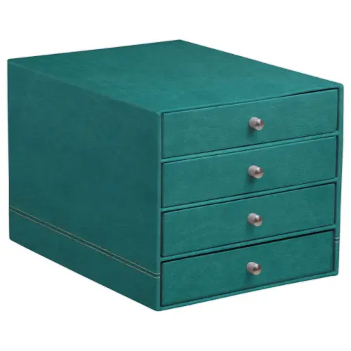 Module de classement simili cuir - 4 tiroirs - Bleu p&eacute;trole - RHODIA 