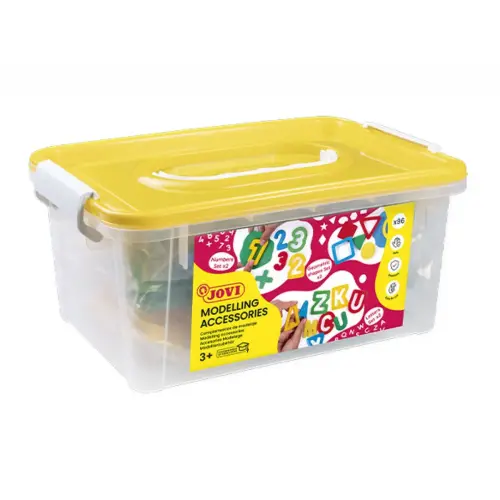 Kit de 96 emporte-pièces en plastique -JOVI - lettres, chiffres, et forme géométriques