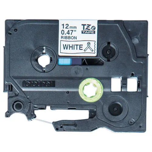 Ruban étiqueteuse Brother tissu noir sur blanc 12 mm (4m)