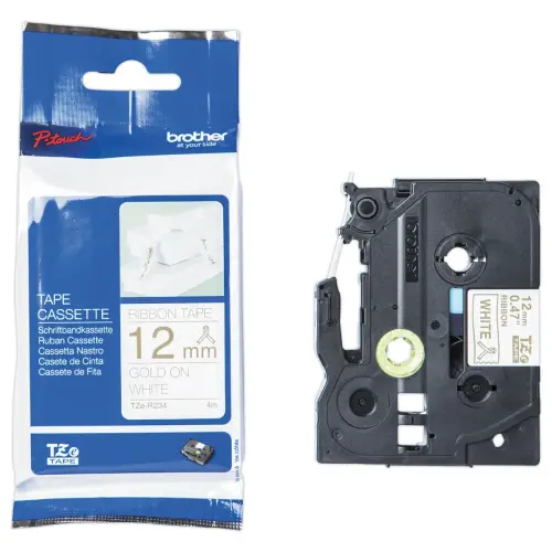 Ruban étiqueteuse Brother tissu or surblanc 12 mm (4m)