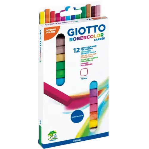 Craie GIOTTO Robercolor carr&eacute;es - boite de 12 - coloris assortis 