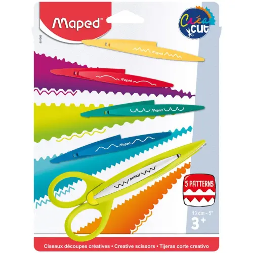 Ciseaux crantés 3 en 1 - MAPED - 3 formes différentes - vert
