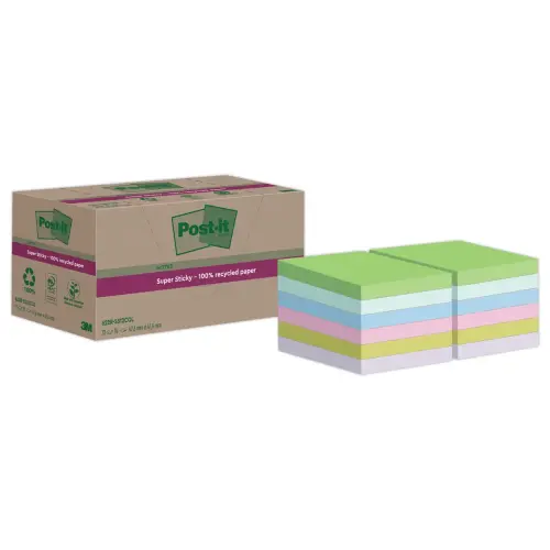 12 Blocs Post-It 4,76 X 4,76 cm, 70 feuilles- assortis 