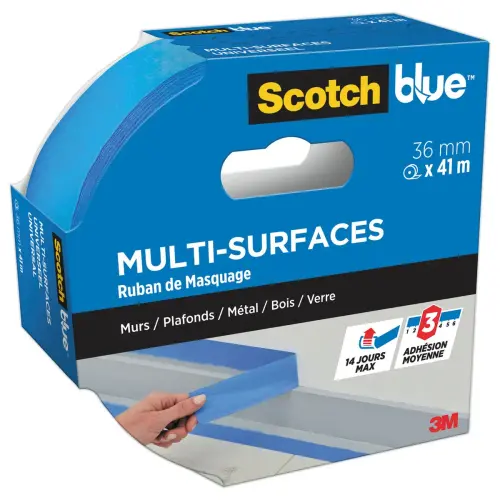 Ruban adh&eacute;sif de masquage multi-surface sans trace - 41m x 36mm 
