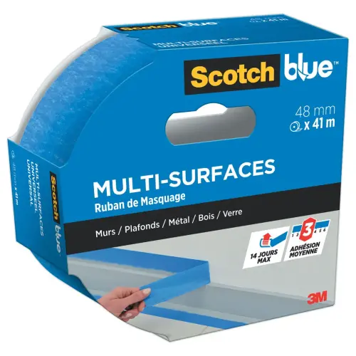 Ruban adhésif de masquage multi-surface sans trace - 41m x 48mm